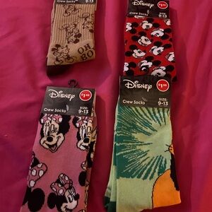 Disney Character Crew Socks - Tan, Red, Pink, Green